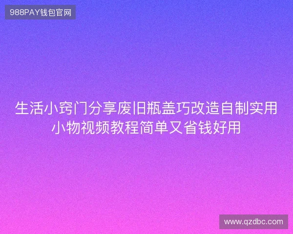 生活小窍门分享废旧瓶盖巧改造自制实用小物视频教程简单又省钱好用
